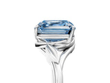 White gold Fancy Blue Asscher Cut Diamond Solitaire Ring with Twist Band and Four-Prong Setting_104