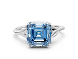 White gold Fancy Blue Asscher Cut Diamond Solitaire Ring with Twist Band and Four-Prong Setting_99