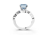 White gold Fancy Blue Asscher Cut Diamond Solitaire Ring with Twisted Band and Prong Setting_128