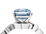 White gold Fancy Blue Asscher Cut Diamond Solitaire Ring with Twisted Band and Prong Setting_129
