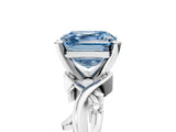 White gold Fancy Blue Asscher Cut Diamond Solitaire Ring with Twisted Band and Prong Setting_130