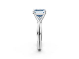 White gold Fancy Blue Asscher Cut Diamond Solitaire Twist Band Prong Setting Ring_57