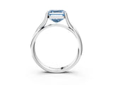 White gold Fancy Blue Asscher Cut Diamond Solitaire Twist Band Prong Setting Ring_58