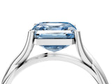 White gold Fancy Blue Asscher Cut Diamond Solitaire Twist Band Prong Setting Ring_59