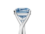 White gold Fancy Blue Asscher Cut Diamond Solitaire Twist Band Prong Setting Ring_60