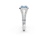 White gold Fancy Blue Asscher Cut Diamond Split Shank Halo Ring with Four-Prong Setting_48