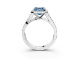 White gold Fancy Blue Asscher Cut Diamond Split Shank Halo Ring with Four-Prong Setting_49
