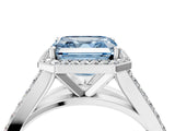 White gold Fancy Blue Asscher Cut Diamond Split Shank Halo Ring with Four-Prong Setting_50