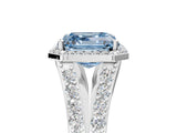 White gold Fancy Blue Asscher Cut Diamond Split Shank Halo Ring with Four-Prong Setting_51
