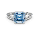 White gold Fancy Blue Asscher Cut Diamond Split Shank Pavé Engagement Ring with Four-Prong Setting_29