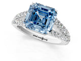 White gold Fancy Blue Asscher Cut Diamond Split Shank Pavé Engagement Ring with Four-Prong Setting_30