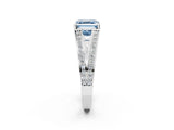White gold Fancy Blue Asscher Cut Diamond Split Shank Ring with Pavé Band and Four-Prong Setting_36