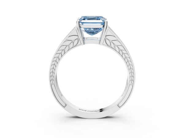 Platinum Asscher Cut Pave Split Shank Engagement Ring Setting for Fancy Blue Center