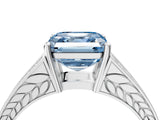 White gold Fancy Blue Asscher Cut Diamond Split Shank Ring with Pavé Band and Four-Prong Setting_38