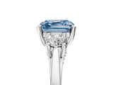 White gold Fancy Blue Asscher Cut Diamond Three-Stone Engagement Ring with Prong Setting and Pavé Band_5