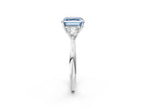 White gold Fancy Blue Asscher Cut Diamond Three-Stone Ring with Pear  Side Stones and Prong Setting_120