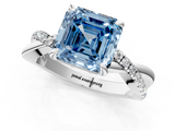 White gold Fancy Blue Asscher  Cut Diamond Twist Band Solitaire with Prong Setting_18