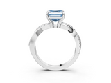 White gold Fancy Blue Asscher  Cut Diamond Twist Band Solitaire with Prong Setting_20