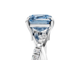 White gold Fancy Blue Asscher  Cut Diamond Twist Band Solitaire with Prong Setting_22