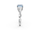 White gold Fancy Blue Asscher  Cut Diamond Twisted Band Engagement Ring with Prong Setting_5