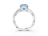 White gold Fancy Blue Asscher  Cut Diamond Twisted Band Engagement Ring with Prong Setting_6