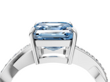 White gold Fancy Blue Asscher  Cut Diamond Twisted Band Engagement Ring with Prong Setting_7