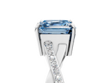 White gold Fancy Blue Asscher  Cut Diamond Twisted Band Engagement Ring with Prong Setting_8