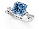 White gold Fancy Blue Asscher  Cut Diamond Twisted Band with Pavé Setting and Four-Prong Setting_18