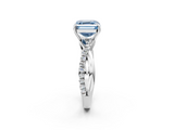 White gold Fancy Blue Asscher  Cut Diamond Twisted Band with Pavé Setting and Four-Prong Setting_19