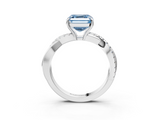 White gold Fancy Blue Asscher  Cut Diamond Twisted Band with Pavé Setting and Four-Prong Setting_20