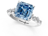 White gold Fancy Blue Asscher  Cut Diamond Vine Band with Four-Prong Setting_1