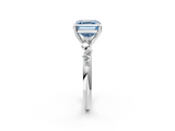 White gold Fancy Blue Asscher  Cut Diamond Vine Band with Four-Prong Setting_2