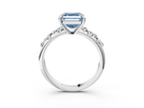White gold Fancy Blue Asscher  Cut Diamond Vine Band with Four-Prong Setting_3