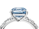 White gold Fancy Blue Asscher  Cut Diamond Vine Band with Four-Prong Setting_4