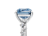 White gold Fancy Blue Asscher  Cut Diamond Vine Band with Four-Prong Setting_5
