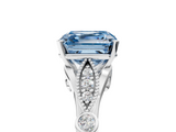 White gold Fancy Blue Asscher  Cut Diamond with Milgrain Marquise and Bezel Accents on a Solitaire Band with Prong Setting_22