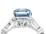 White gold Fancy Blue Asscher  Cut Diamond with Milgrain Marquise and Bezel Accents on a Solitaire Band with Prong Setting_22