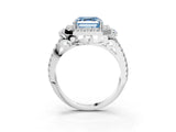 White gold Fancy Blue Asscher  Cut Double Halo Diamond Engagement Ring with Pave Band and Four-Prong Setting_40