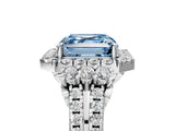 White gold Fancy Blue Asscher  Cut Double Halo Diamond Engagement Ring with Pave Band and Four-Prong Setting_42