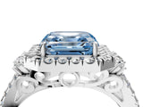 White gold Fancy Blue Asscher  Cut Double Halo Diamond Engagement Ring with Pave Band and Four-Prong Setting_42