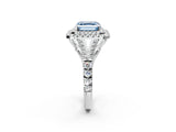 White gold Fancy Blue Asscher  Cut Double Halo Split Shank Diamond Ring with Prong Setting_46