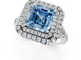 White gold Fancy Blue Asscher  Cut Double Halo Split Shank Diamond Ring with Prong Setting_47