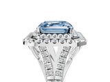 White gold Fancy Blue Asscher  Cut Double Halo Split Shank Diamond Ring with Prong Setting_49