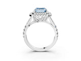 White gold Fancy Blue Asscher  Cut Double Halo Split Shank Diamond Ring with Prong Setting_49