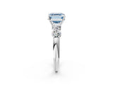 White gold Fancy Blue Asscher  Cut Five-Stone Prong Set Diamond Ring with Classic Band_31