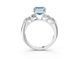 White gold Fancy Blue Asscher  Cut Five-Stone Prong Set Diamond Ring with Classic Band_32