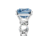 White gold Fancy Blue Asscher  Cut Five-Stone Prong Set Diamond Ring with Classic Band_34
