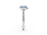 White gold Fancy Blue Asscher  Cut Halo Diamond Engagement Ring with Pave Band and Four-Prong Setting_19