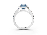 White gold Fancy Blue Asscher  Cut Halo Diamond Engagement Ring with Pave Band and Four-Prong Setting_20