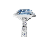 White gold Fancy Blue Asscher  Cut Halo Diamond Engagement Ring with Pave Band and Four-Prong Setting_22